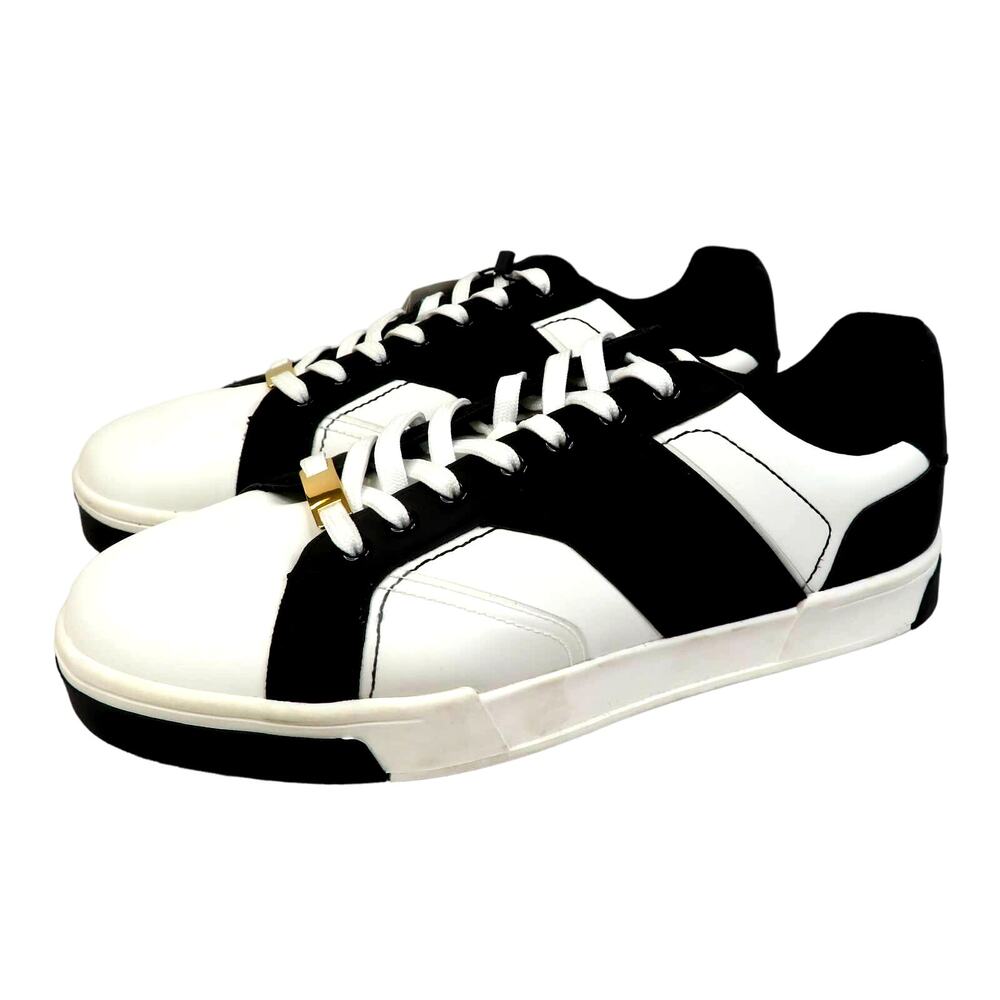 New ZARA  Black / White Faux Leather Contrast Trainers Sneakers Men's Sz 9 EU 42
